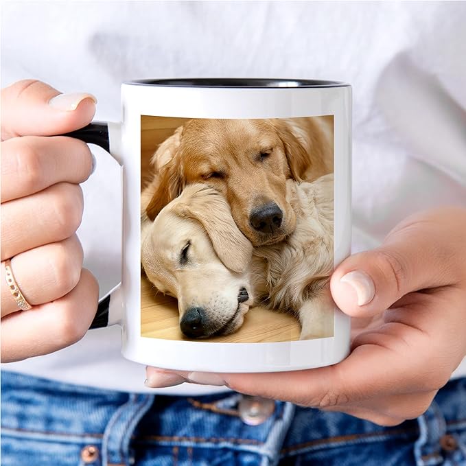 Let's Make Memories Personalized Photo Mug - Custom Coffee Mug - Your Photo & Text - For Any Occasion - Birthday - For Him - For Her - For Friend - Couples -11oz- Light Blue Handle