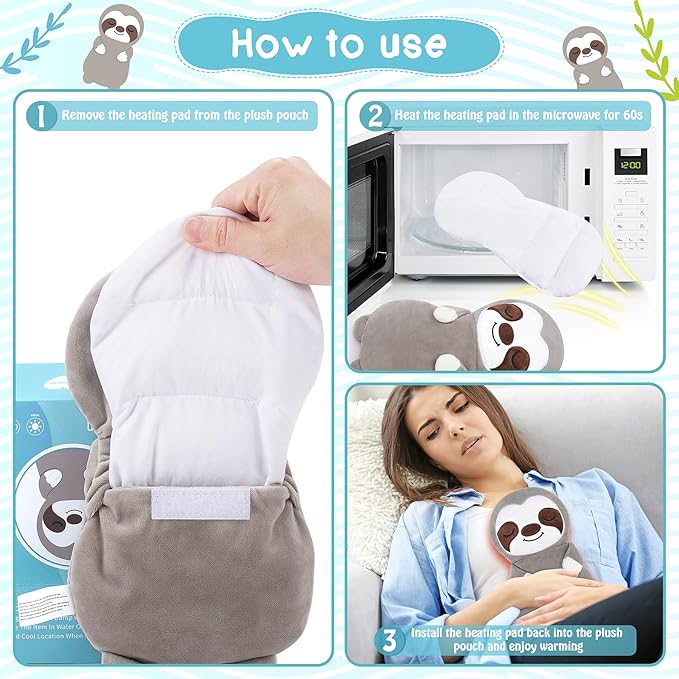 Sloth Microwave Heating Pad for Period Cramps,Microwavable Heating Pads for Pain Relief,Sloth Heating Pad for Women Mother's Day Kid Birthday,Stuffed Animal Heat Pack for Neck with Lavender Scented