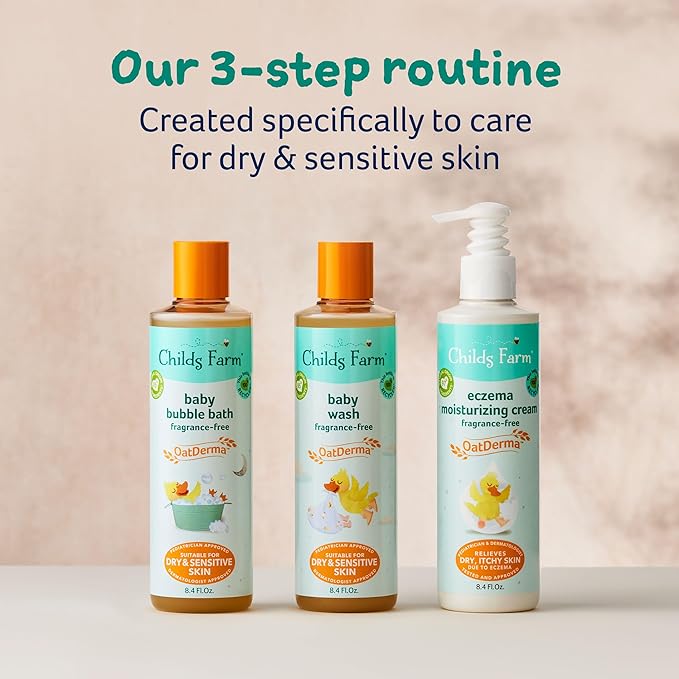 Childs Farm, OatDerma Bubble Bath, Fragrance-Free, Gently Cleanses and Soothes, Suitable for Newborns with Dry, Sensitive Skin, 8.4 Fl Oz