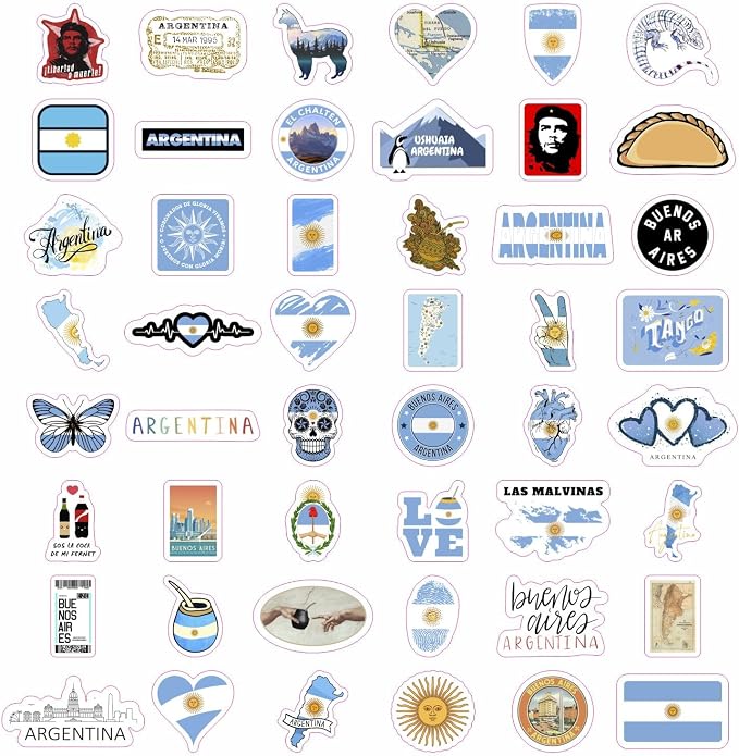 100Pcs Argentina Stickers for Water Bottle and Laptop - Argentina Party Supplies & Decorations, Waterproof Vinyl Cultural Decals, Gifts for Women & Men