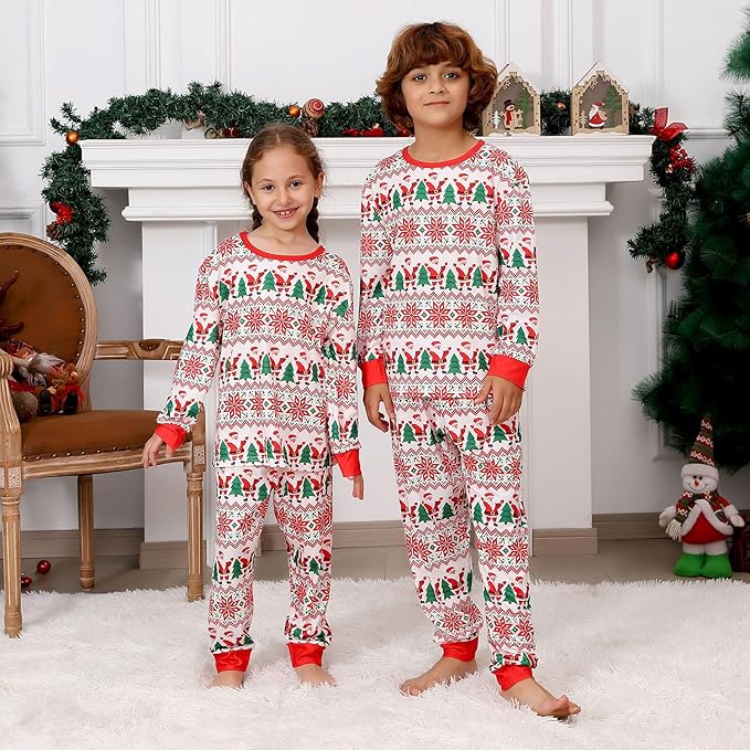 PYAEAS Matching Family Pajamas Sets Christmas PJ's Jammies Holiday Sleepwear Loungewear for Adult Women Men Xmas Outfits