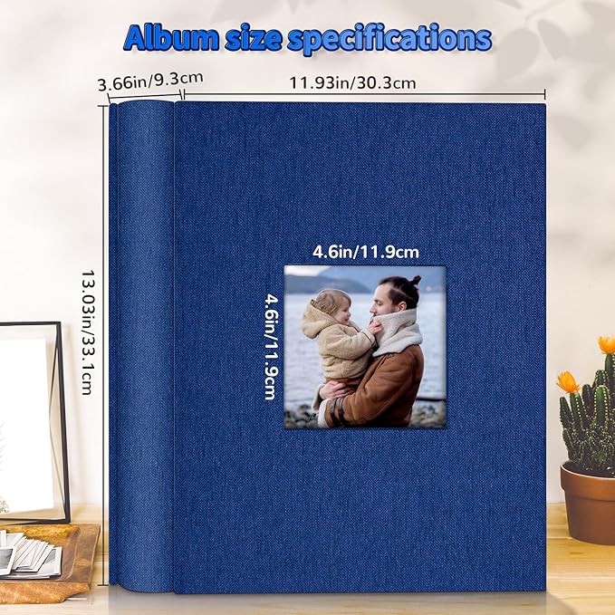 Photo Album 4x6 with 1000 Pockets,Slip-in Picture Albums,Linen Cover Memory Book with Front Window,White Page Vertical Photo Book for Wedding,Family,Anniversare,Baby,Vacation