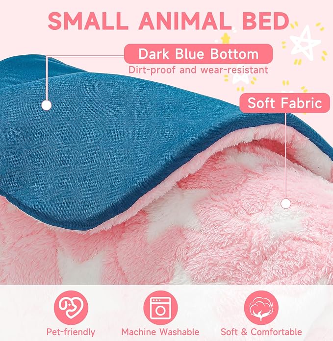Homimp 2 Pack Guinea Pig Bed, Waterproof Reusable Small Animal Bed,Super Absorbent Pee Pad Mat for Rabbit Bunny Hamster Rat Hedgehog Chinchilla,Washable Fleece Cage Liners, Pink 24"x47"
