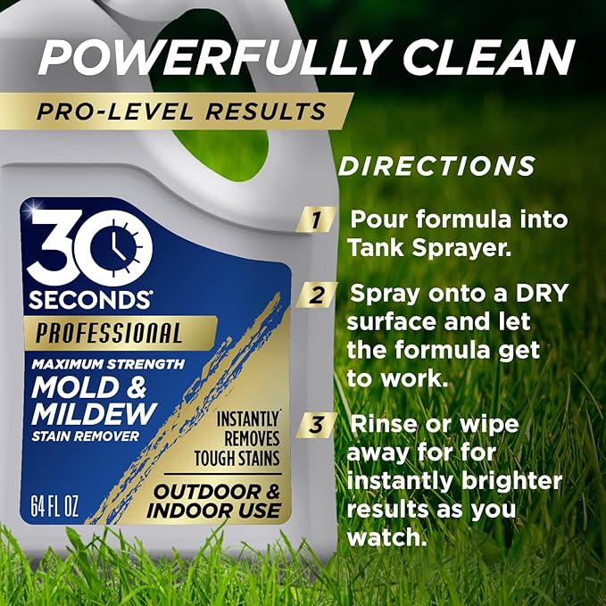 30 SECONDS Pro Mold and Mildew Stain Remover | Scrub Free | Brighter Results Instantly | Ready To Use | 1 Gallon (4 PACK)
