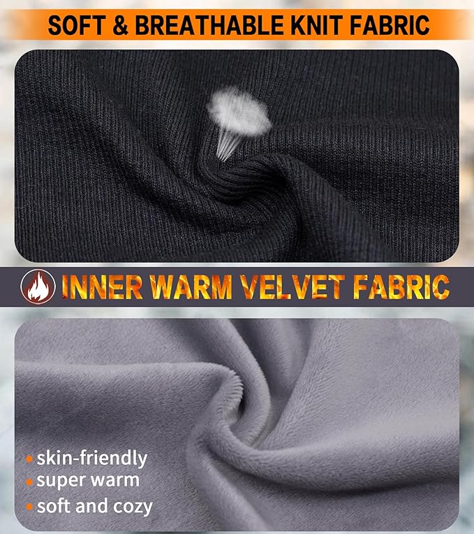 Winter Ear Warmer Headband for Men Women Double-Layer Knit Ear Muffs Cover with Fuzzy Lining for Running and Cycling (Dark Grey, One Size)