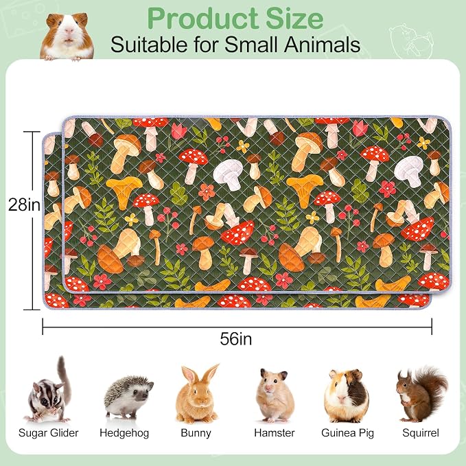 Unicorn Catcher 2 Pack Washable Guinea Pig Cage Liner, Waterproof Bedding | Reusable Absorbent Bedding For Rabbits, Hamsters, And Hedgehogs With A Leak-Proof Design To Keep Cages Dry And Clean
