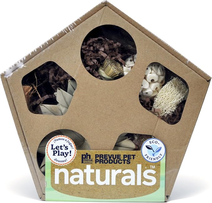 Prevue Pet Products Large Pentagon Forage 'n Play Box | Natural Small Animal Foraging Toy for Hamster, Gerbil, Guinea Pig, Rabbit, Rat, Mouse & Chinchilla Enrichment