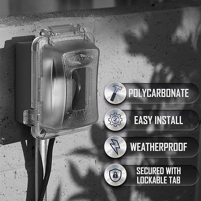 TayMac MM420C 1-Gang Nonmetallic Extra Duty Weatherproof In-Use Horizontal/Vertical 16-in-1 Standard Cover,2.75 in,Clear,(Pack of 8)