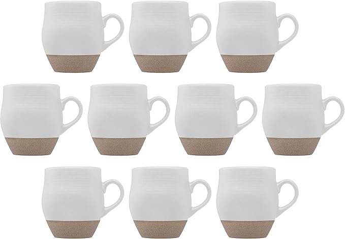 DISCOUNT PROMOS 10 Admiral Ceramic Mugs Set, 16 oz. - Stoneware, Drinkware, Coffee, C-handle - White