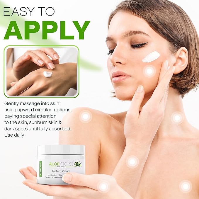 Organic Aloe Vera Lotion - Face & Body Moisturizing Cream with Natural Aloe Vera, Vitamin E Oil, Vitamin C, Retinol Cream, Shea Butter – Anti Aging Face Moisturizer for Women, Dry Skin (4 oz)