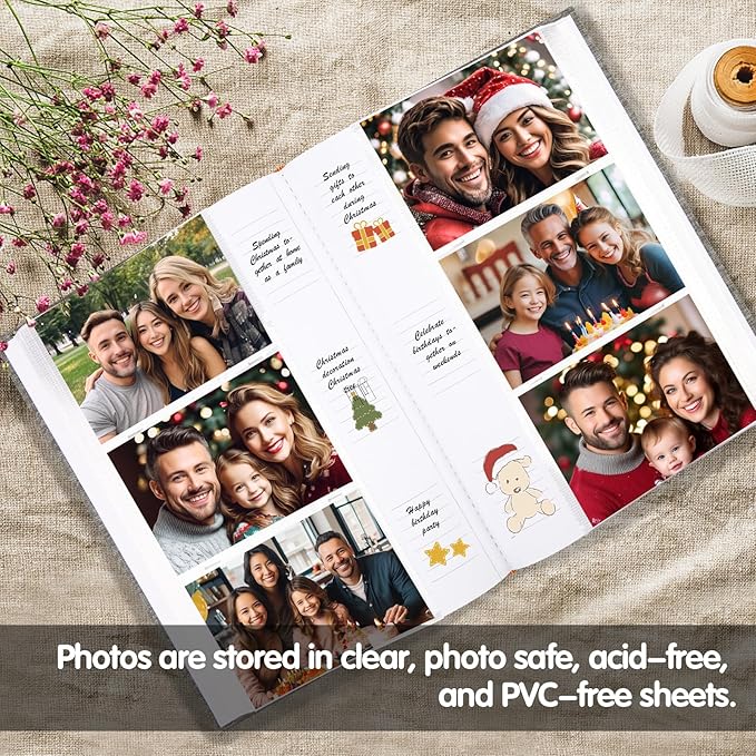 XFveivoo Photo Album 4x6 450 Photos with Writing Space,4 x 6 Photo Book Linen Cover with Front Window, 4x6 Picture Album 450 Photos Photo Album Book for Wedding Kids Travel Family Baby Pictures, Grey