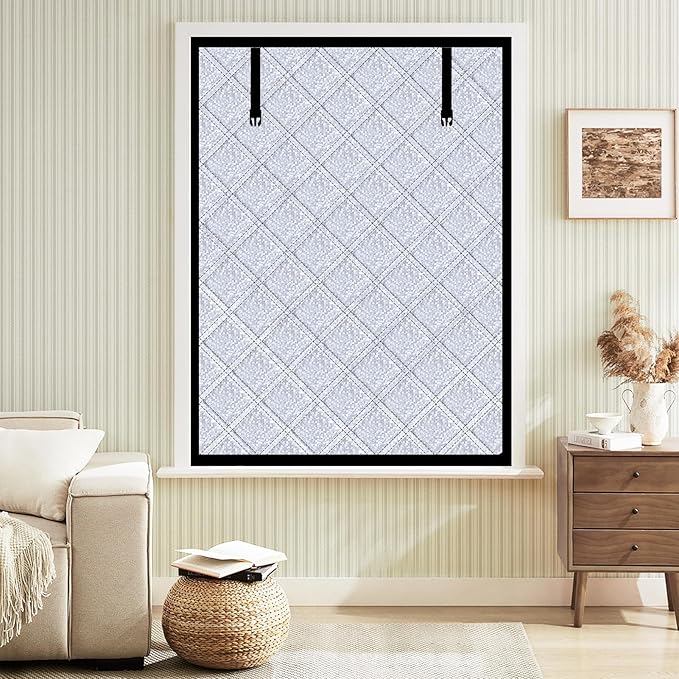 Winter Insulated Window Curtain 23.6"x39", Oxford Cloth Thermal Insulated Window Cover with Buckles,Heavy Duty Window Insulation Kit Fits Windows up to 22.6"x38",Silvery