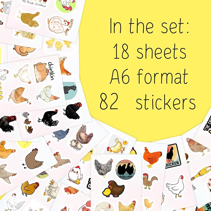Chicken Stickers for Water Bottle and Laptop - Chicken Party Supplies & Decorations, Waterproof Vinyl Decals, Cute Animal and Farm Stickers, Gifts for Women & Men