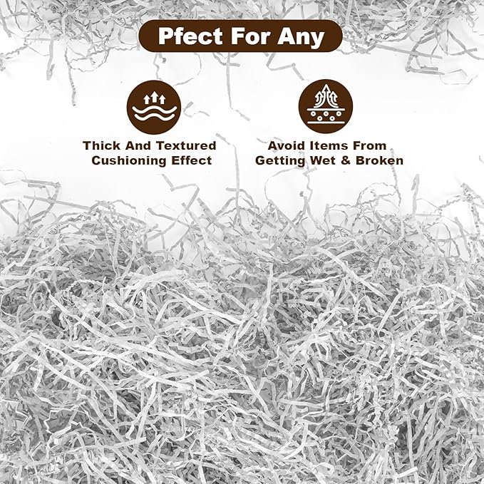 2LB Crinkle Cut Paper Shred Filler,Shredded Paper For Gift Basket Filler,White Confetti,Crinkle Cut Papers For Gifts Wrapping, Basket Filling, Birthdays, Weddings, Anniversaries-White