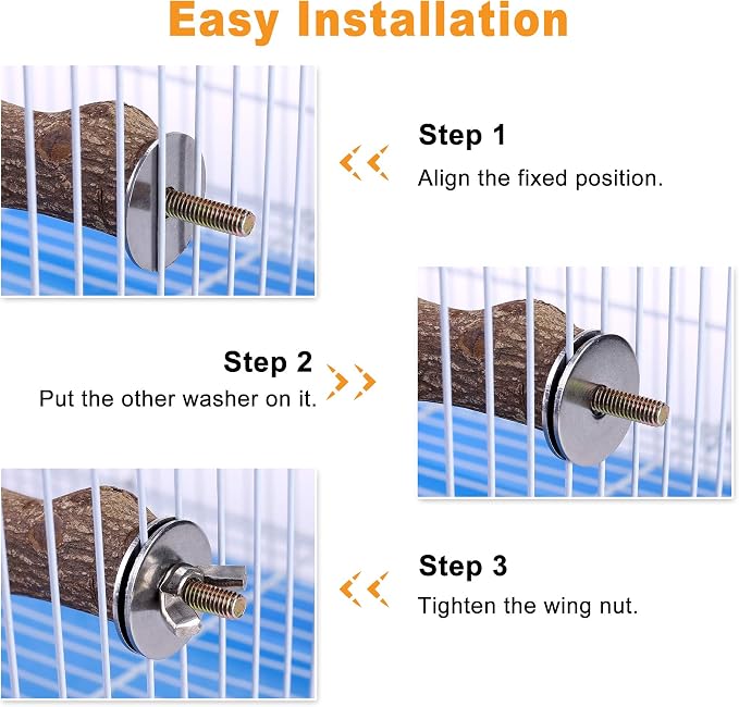 Bird Perch Stand Toy Natural Wood Bird Cage Branch Perch 14 Inch | Natural Wood Perch Stand w/ 4 Branches Bird Cage Inside Accessories Bird Toy for Parakeet Cockatiel Conure Finches Love Birds