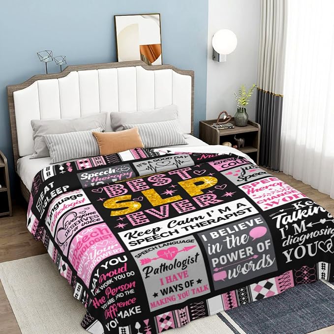 Speech Language Pathologist Gifts for Women SLP Blanket Throw Speech Therapy Blankets Plush Flannel Bedding SLP Gifts for Women Speech Pathologist 60"X50"