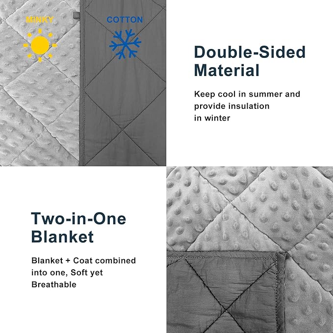 MAXTID Weighted Blanket for Kids 3lb 36"x48" Cotton & Minky Premium Kids Heavy Blanket Comfort Sensory Blankets