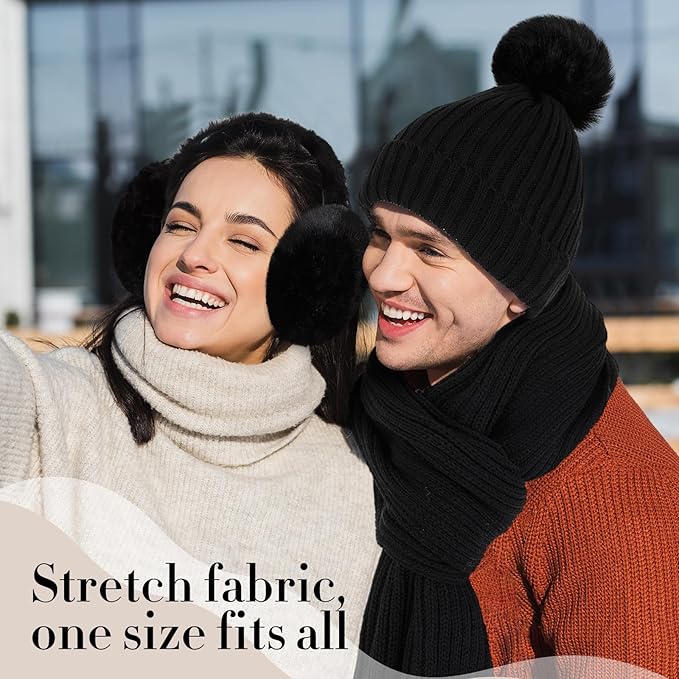 Geyoga 6 Pcs Winter Warm Set for Women Warm Beanies Hats Touchscreen Gloves Long Scarf Ear Muffs Socks Winter Gifts for Women