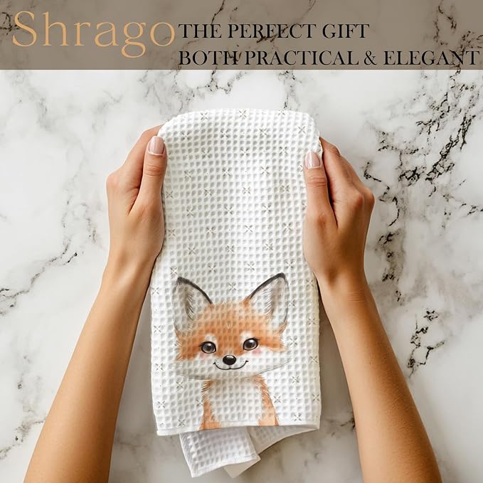 Cute Fox Bathroom Hand Towels, Kids Bathroom Decor, Fox Gifts for Girl, Forest Animal Nursery Decorative Hand Towels for Kids Bath Room Washroom Toilet, 16x24 Inch