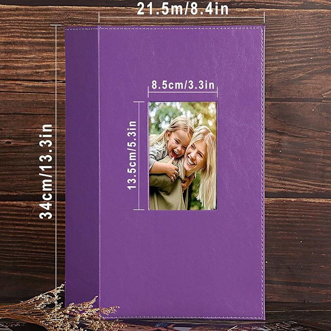 Ywlake Photo Album 4x6 300 Pockets, Leather Photo Albums Holds 300 Horizontal Only Pictures Purple