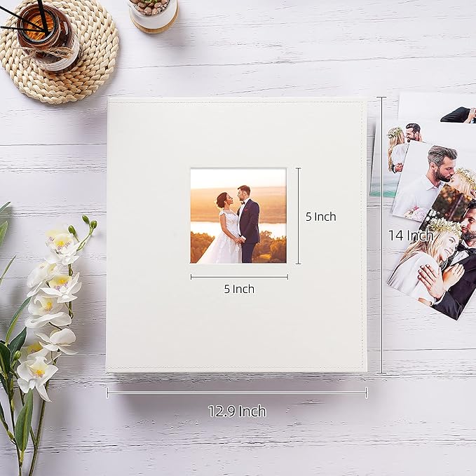 potricher Photo Album 4x6 600 Photos Leather Cover Large Capacity Picture Albums with 600 Horizontal and Vertical Pockets for Family Wedding Anniversary and Baby (White)