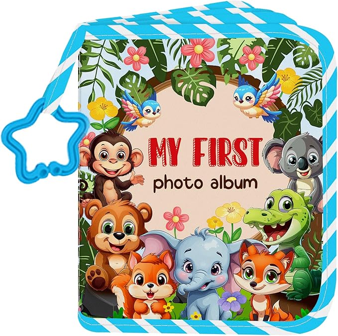 Baby Photo Album, My First Family Soft Photo Album For Baby, Woodland Animals Babies Cloth Photo Book Memory Keepsake Shower, First Year Babies Gift Pictures Holds for Newborn Toddler Kids 5.5x7inches