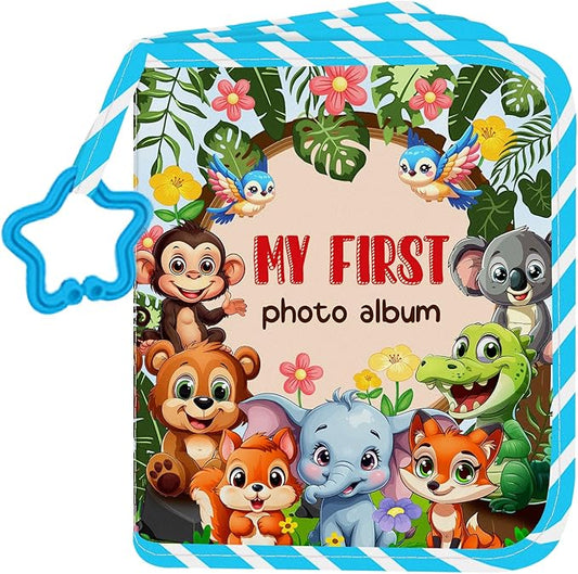Baby Photo Album, My First Family Soft Photo Album For Baby, Woodland Animals Babies Cloth Photo Book Memory Keepsake Shower, First Year Babies Gift Pictures Holds for Newborn Toddler Kids 5.5x7inches