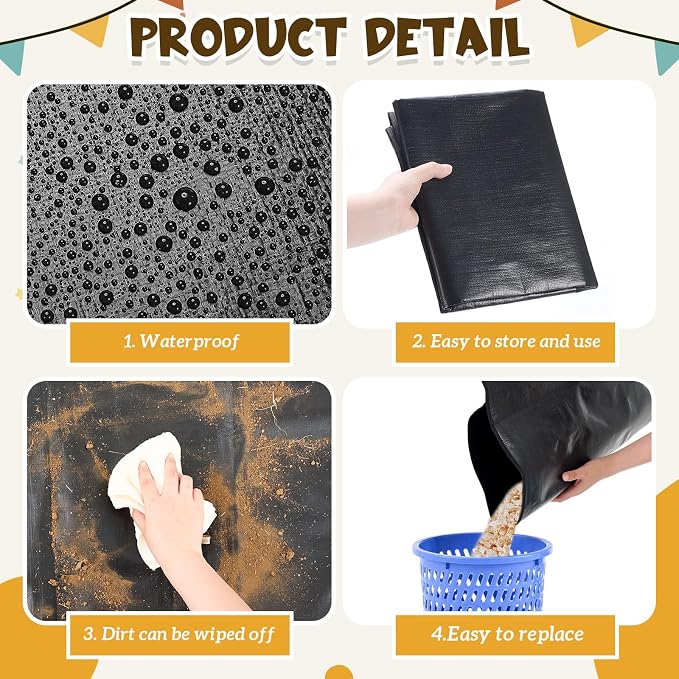 Abbylike 2 Pcs Waterproof Washable Pet Playpen Mat 59" x 39" Large Reusable Guinea Pig Cage Liner Tarp Base Protect Floors Habitat, for Rabbits, Bunny, Guinea Pig, Ferret, Small Animals