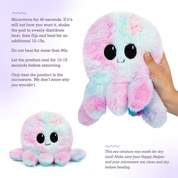 Happy Helpers Octopus by Relatable, Microwavable Heating Pad For Period Cramps, Cuddly Plushies, Great Gift Ideas for Loved Ones of All Ages, Includes 1 Lavender Scented Heating Pad Plushy