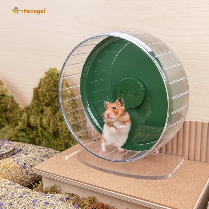 Niteangel Super-Silent Hamster Exercise Wheels: Quiet 10 inch Running Wheel | Can 10.6-13.4" Adjustable Height - No Bend Back Spinner Running for Dwarf Syrian Hamster Gerbils Mice Or Other Small Animal
