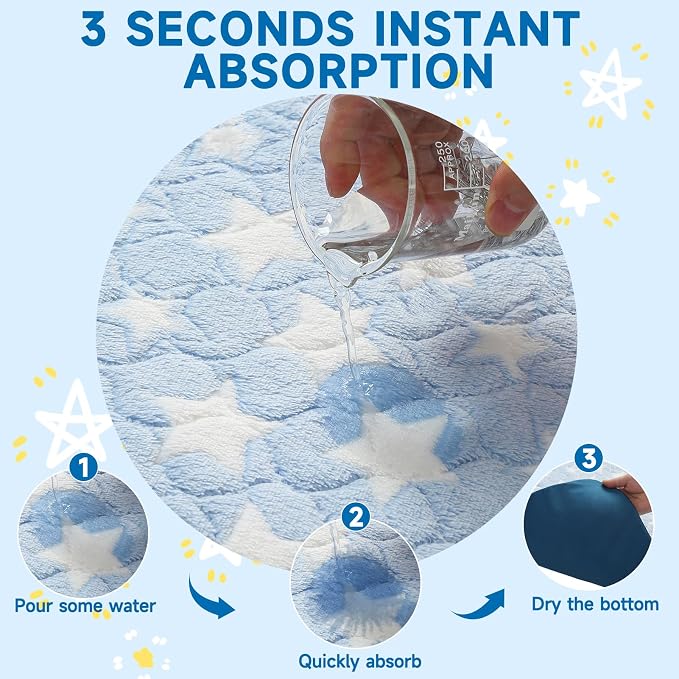 Homimp 2 Pack Guinea Pig Bed, Waterproof Reusable Small Animal Bed,Super Absorbent Pee Pad Mat for Rabbit Bunny Hamster Rat Hedgehog Chinchilla,Washable Fleece Cage Liners, Blue 24"x47"