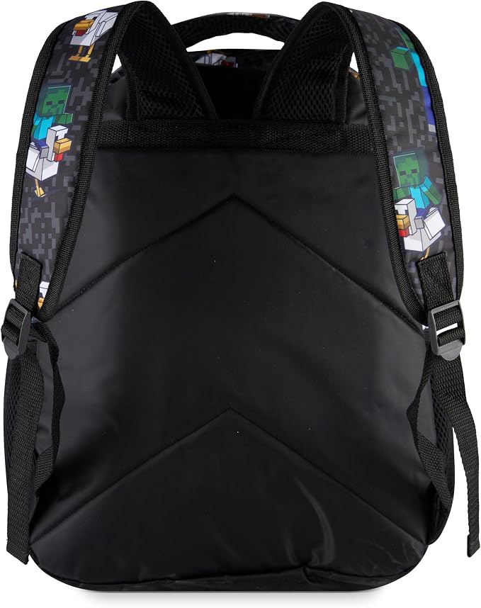AI ACCESSORY INNOVATIONS Minecraft Chicken Jockey Boys & Girls Backpack, 16” Bookbag w/Molded Chicken Rubber Dangle