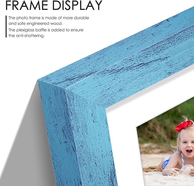 11x14 Collage Picture Frame 4x6 Collage Picture Frame Displays Five 4x6 inch Photos or 11x14 (Without Mat) Wall Decor Wall Hanging or Tabletop Blue