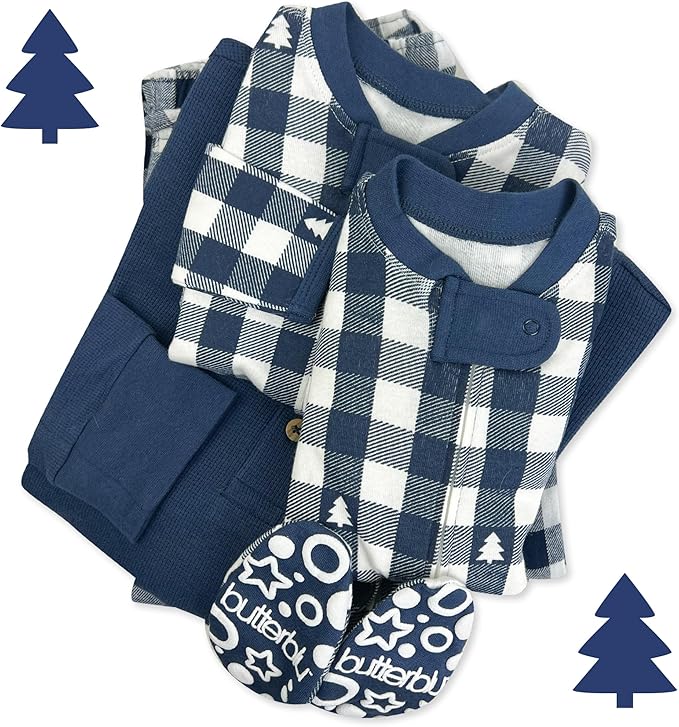 JAMIE Matching Family Jammies Holiday Pajamas 100% Organic Cotton PJs Adults, Kids, Toddlers, Baby, Pets