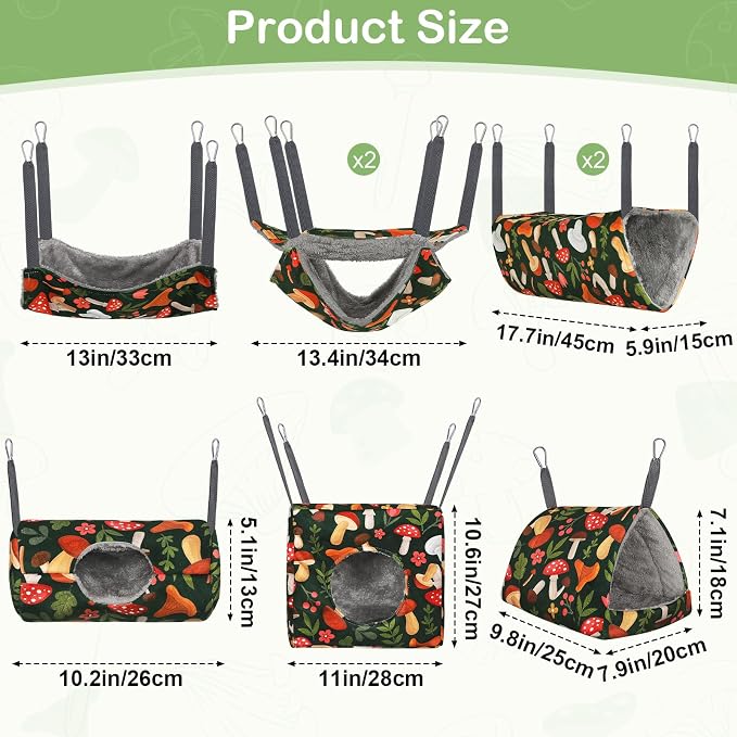 8 Pack Washable Ferret Hammock Set Cozy Small Animal Cage Bed | Versatile Cage Accessories for Rats Chinchillas and Hamsters Featuring Soft Fleece for A Warm and Cozy Retreat