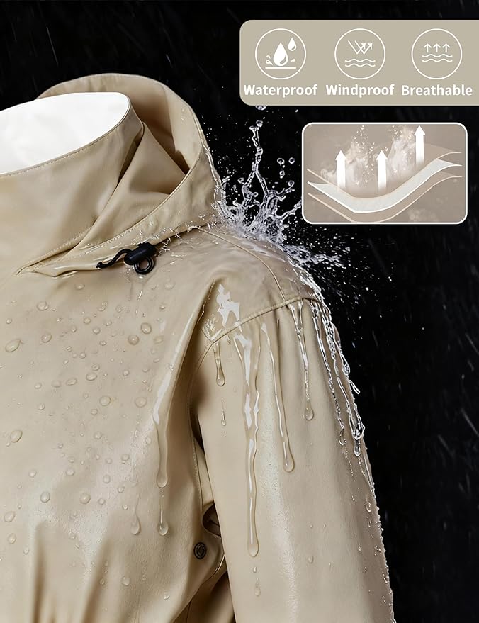 Rain Suit for Women Waterproof Hooded Rain Gear Rain Jacket and Pants 2 Piece Breathable Rain Coat Outdoor