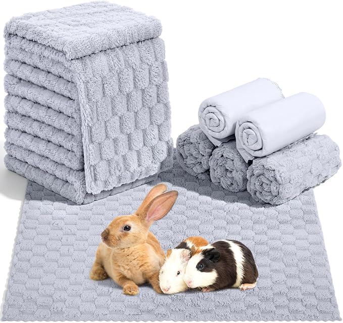 SmoothNovelty 5 Pcs Waterproof Guinea Pig Blankets Washable Small Animal Pee Pad Pet Blanket Sleep Bedding Mats Absorbent Guinea Pig Cage Liner Reusable Pet Sleep Pad (Gray,22" X 47",Waffle)
