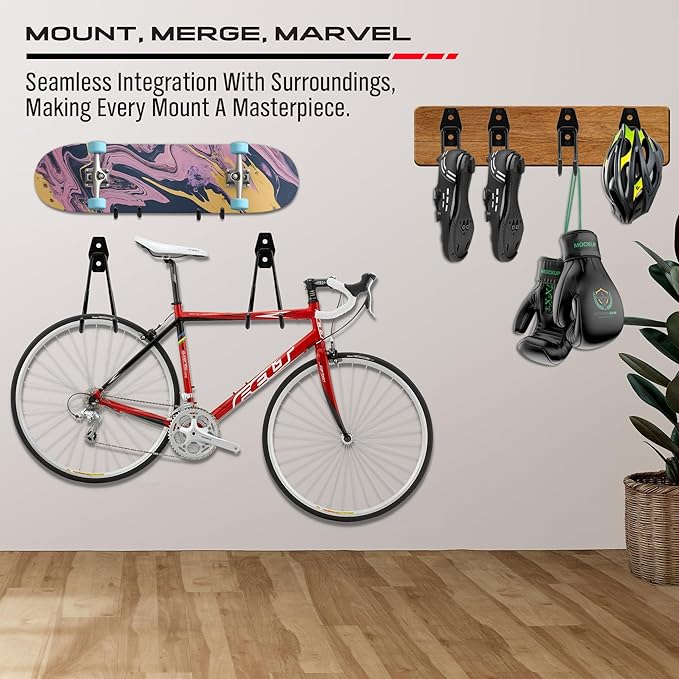 Garage Tool Storage Wall Hook Assortment Set: 15PCS Heavy Duty Large Hanger Garden Tool Organizer Ladder Bike Rack Yard Tool Holder Shed Shovel Metal Screw Organization Bicycle Steel Bracket, Black