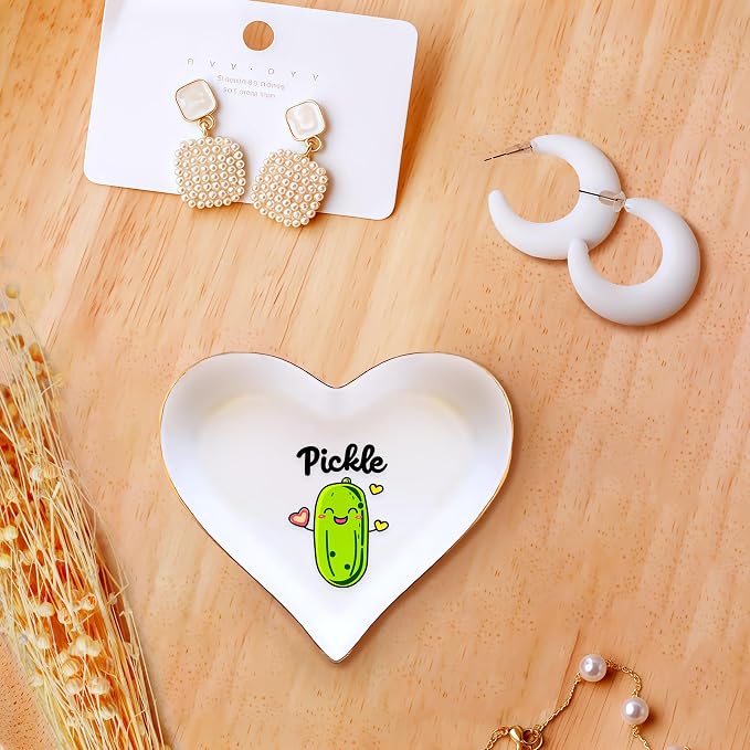 Pickle Ring Holder Dish Tray, Gifts For Women Teens Girls, Pickle Lovers Themed Stuff Accessories Things Decor Merch, Home Room Ring Earrings Necklace Organizer Holder!