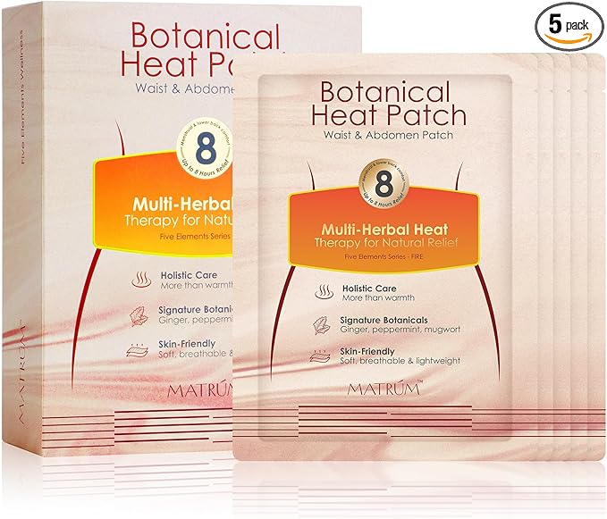 Menstrual Heating Patch for Period Cramps – 8 Hour Wearable Heat Pad, Discreet 3-Panel Design, Drug-Free Warm Relief, Botanical Infused, 5 Count