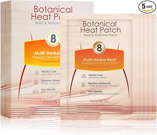 Menstrual Heating Patch for Period Cramps – 8 Hour Wearable Heat Pad, Discreet 3-Panel Design, Drug-Free Warm Relief, Botanical Infused, 5 Count