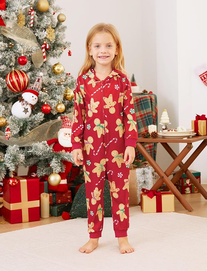 PATPAT Matching Family Christmas Onesie Pajamas – Holiday Hooded Jumpsuit Sleepwear PJs Couples Xmas Loungewear with Socks