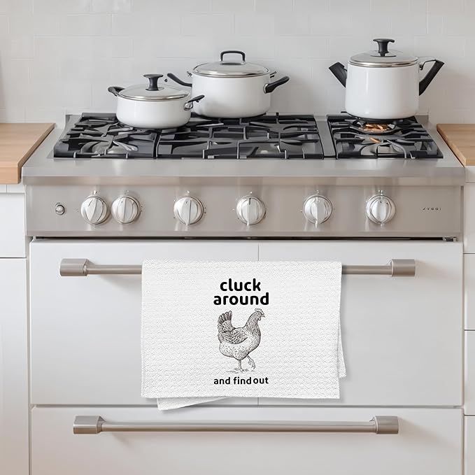 Funny Chicken Gifts Kitchen Towels, Farmhouse Chicken Kitchen Decor, Rustic Rooster Dish Towels, Cute Farmhouse Decor for Kitchen, 16x24 Inch