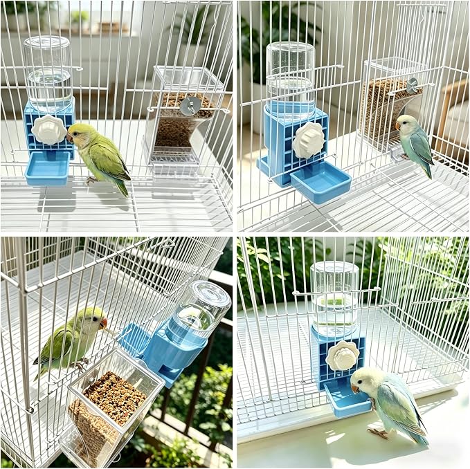 Lemtrflo No Mess Bird Cage Feeder, Automatic Bird Water Dispenser | Parakeet Cage Accessories