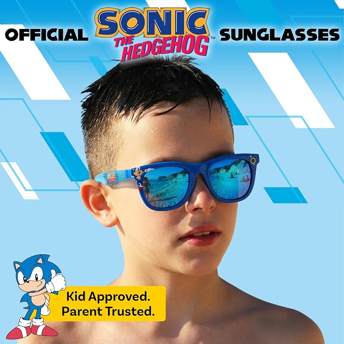 ARKAID Sonic the Hedgehog Boys Sunglasses | 100% UV Protection | Official Sega Sonic the Hedgehog Boys Sunglasses | Impact Resistant | Gift Idea | Fits Most Kids