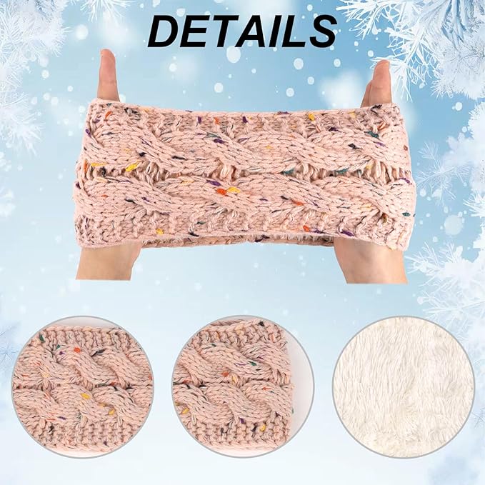4 Pack Winter Headbands for Women Ear Warmers Warm Headbands for Women Knit Hair Bands Headwear for Cold Weather Winter Hair Accessory Ideal Gifts