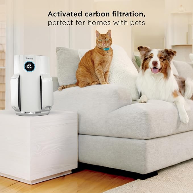 Shark Air Purifier for Home, NeverChange, for Large Room, HEPA-Exceeding Filter, Captures Pollutants, Pet Dander, Dust, Odor, Smoke, and More, Odor Neutralizer, HP152, Charcoal