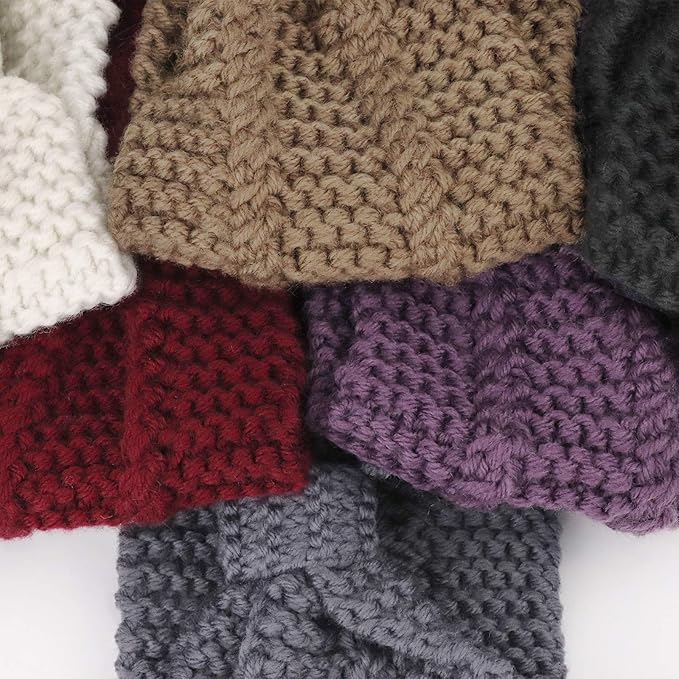 DRESHOW Winter Knit Chunky Headbands for Women Crochet Turban Knitted Ear Warmer Fashion Head Wrap 6 Pack