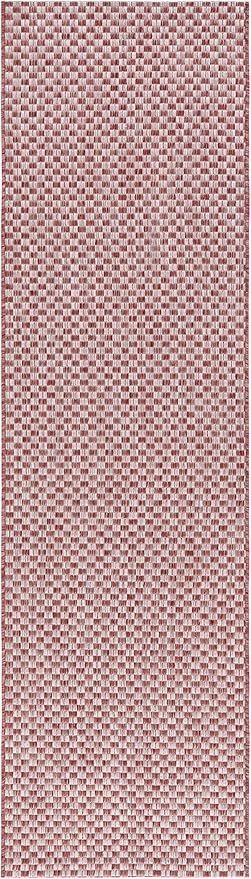 SAFAVIEH Washable Rug Outdoor Courtyard Collection - 2'3" x 8' Runner, Rust & Light Grey, Non-Shedding & Easy Cleaning, Ideal for Patio, Entryway, Mudroom, Hallway, Kitchen (CY8653-36521)