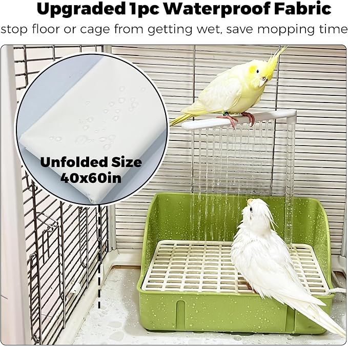 Automatic Parakeet Bird Bath with Pump, Large Bird Shower Fountain | Indoor Bathtub with Running Water, Parrot Bath Tub Faucet for Pet Birds, Cockatiel, African Grey, Budgie, Conure, Lovebird
